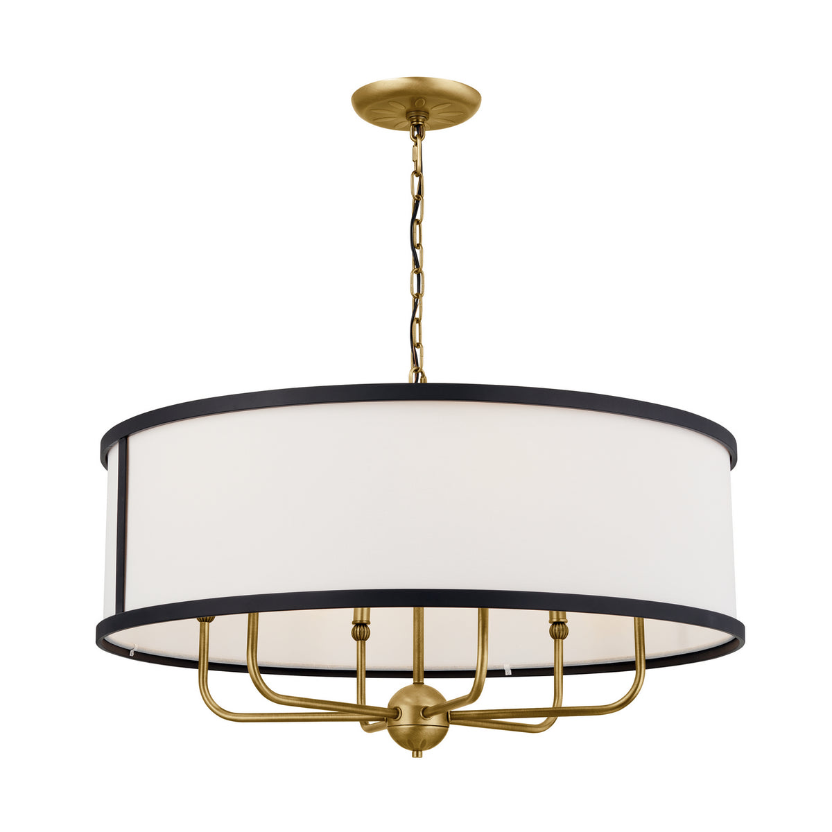 KICHLER 52466NBR Heddle 30" 6 Light Chandelier Natural Brass