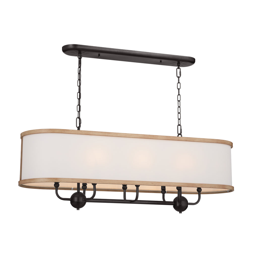KICHLER 52467AVI Heddle 42.5" 8 Light Linear Chandelier Anvil Iron