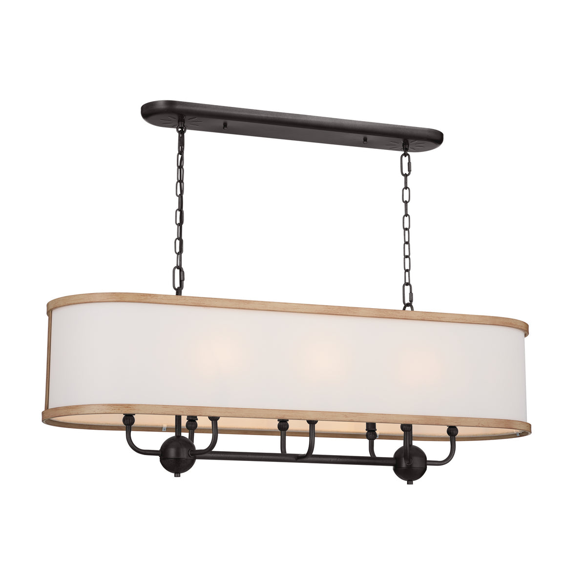KICHLER 52467AVI Heddle 42.5" 8 Light Linear Chandelier Anvil Iron