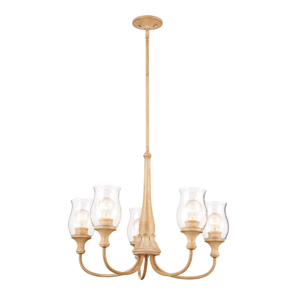 KICHLER 52468WMP Melis 26.5" 5 Light Chandelier Warm Maple Wood
