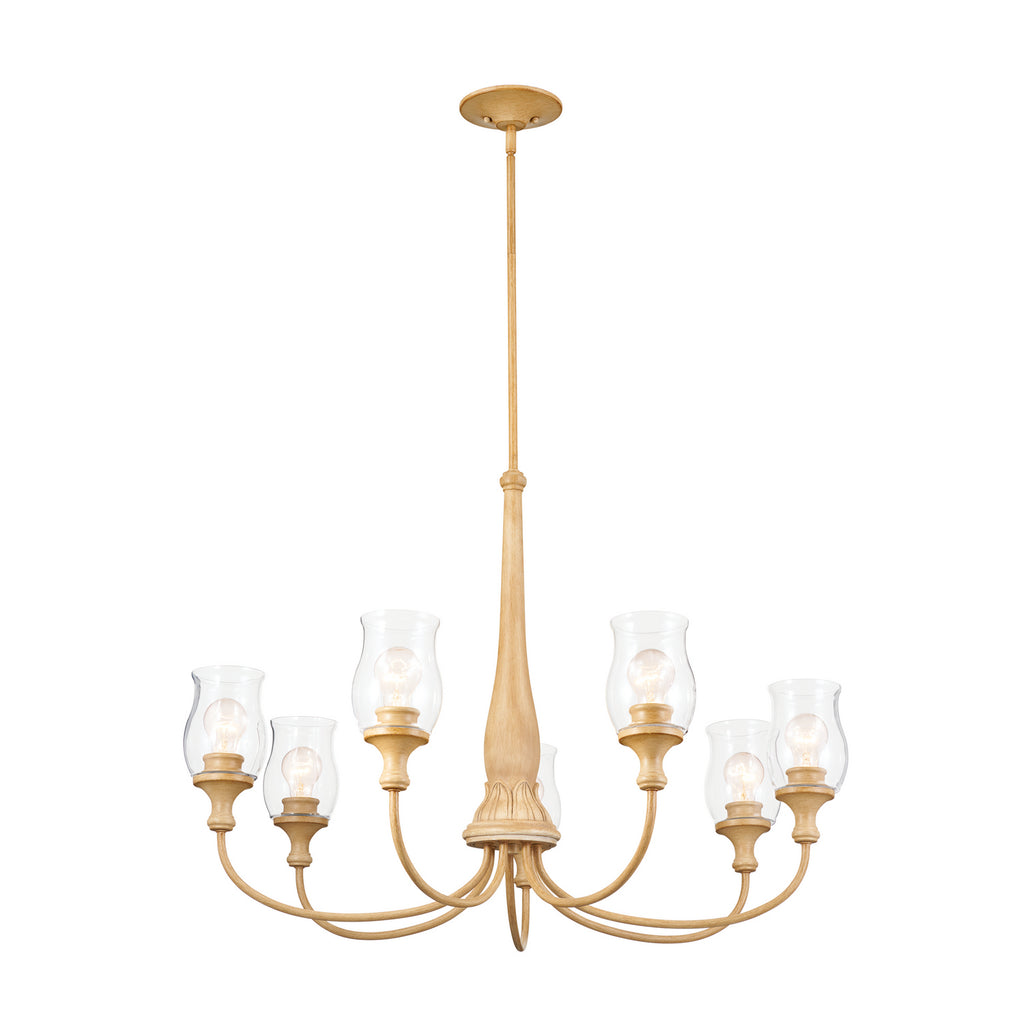 KICHLER 52469WMP Melis 35.5" 7 Light Chandelier Warm Maple Wood
