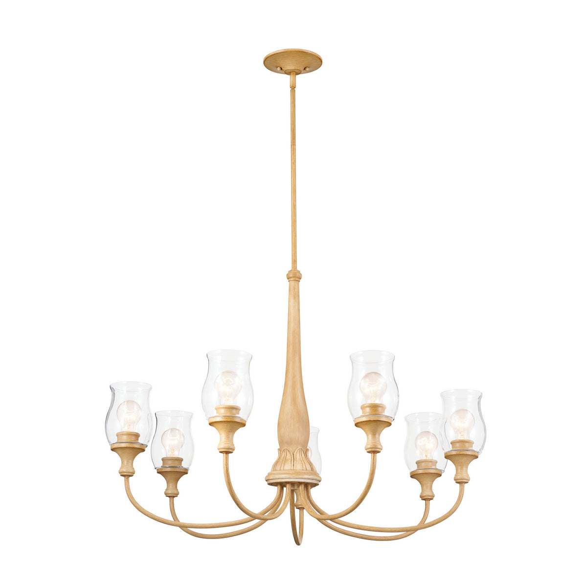KICHLER 52469WMP Melis 35.5" 7 Light Chandelier Warm Maple Wood