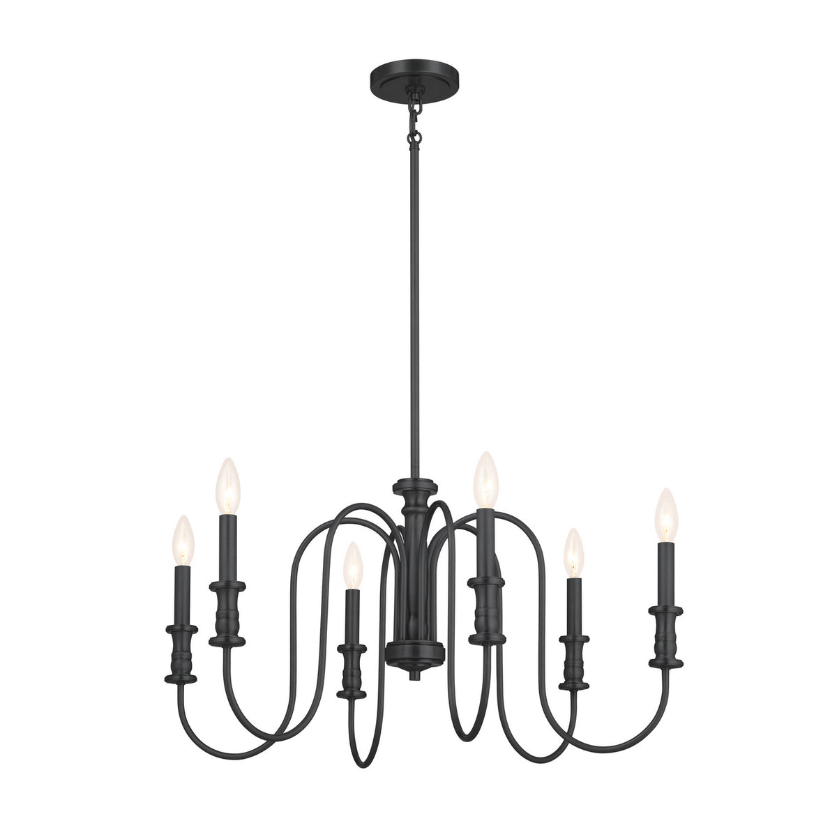 KICHLER 52470BK Karthe 28.5" 6 Light Chandelier Black