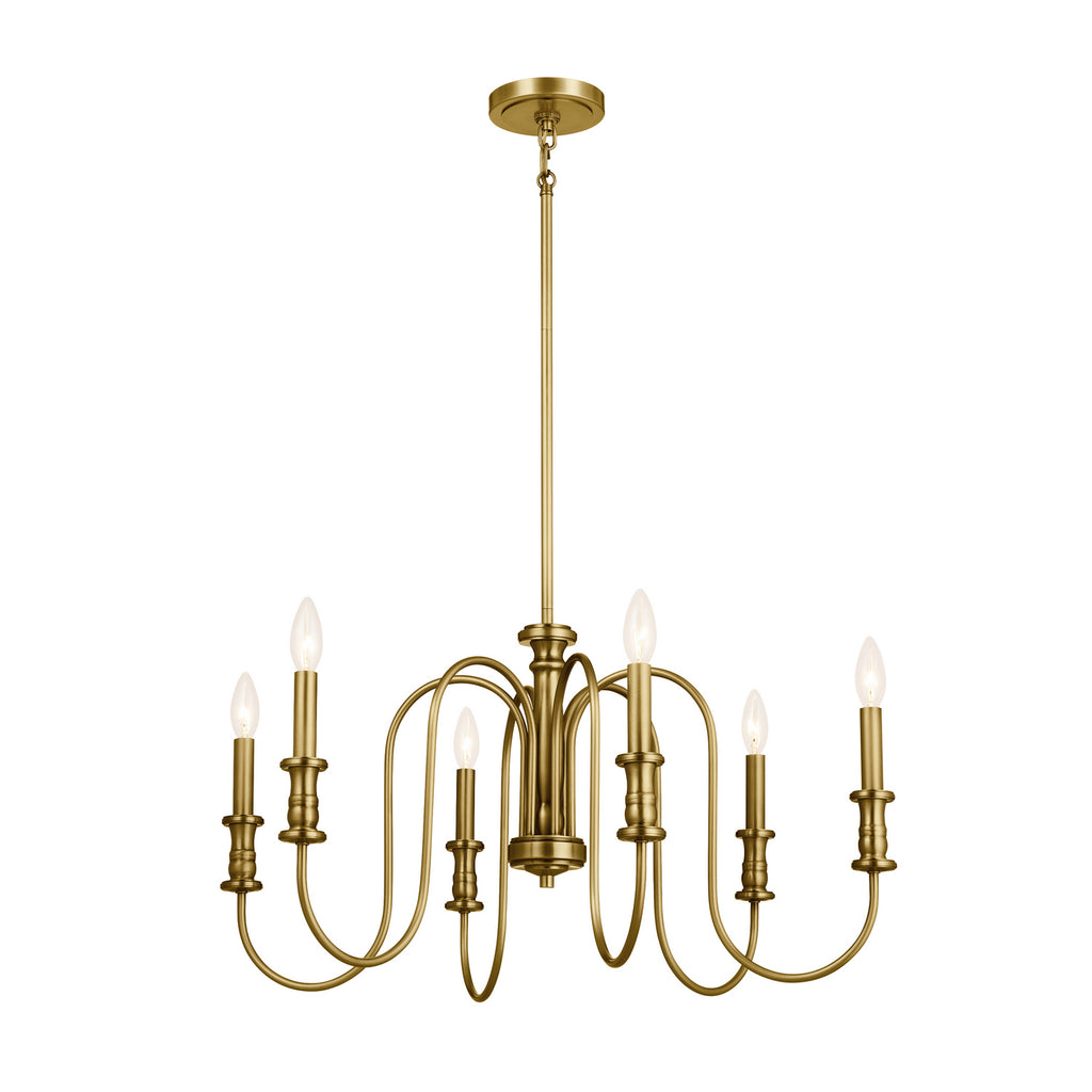 KICHLER 52470NBR Karthe 28.5" 6 Light Chandelier Natural Brass
