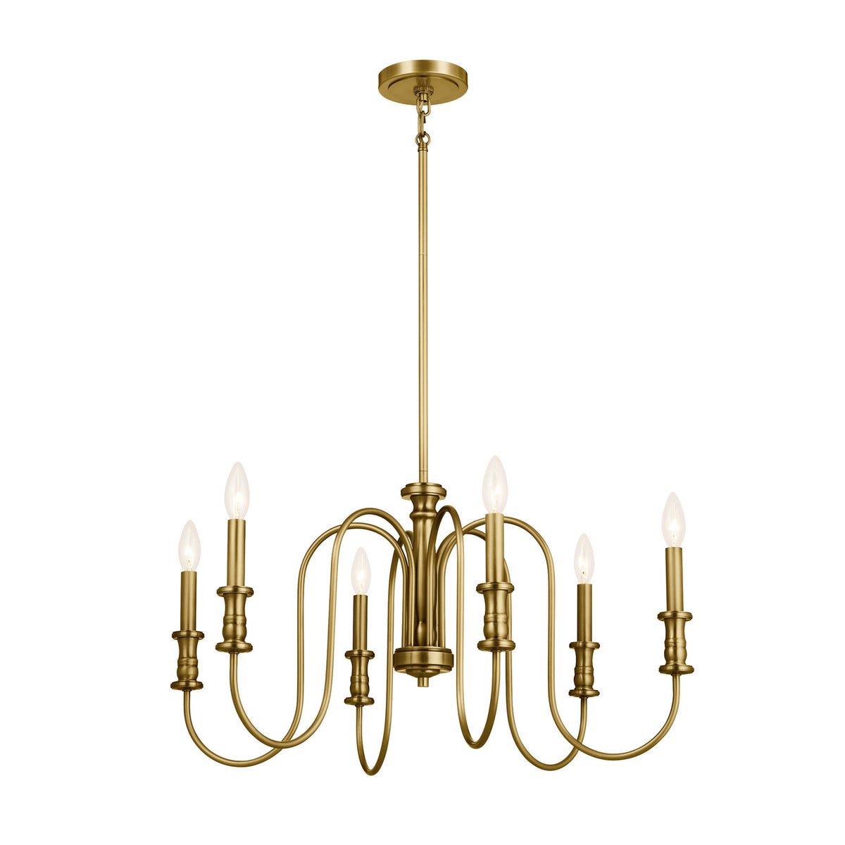 KICHLER 52470NBR Karthe 28.5" 6 Light Chandelier Natural Brass