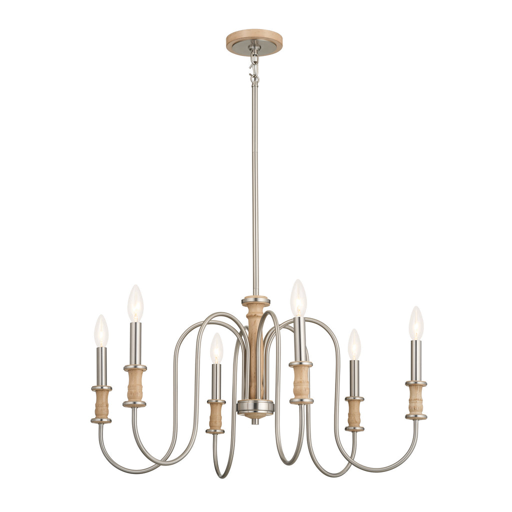 KICHLER 52470NI Karthe 28.5" 6 Light Chandelier Brushed Nickel
