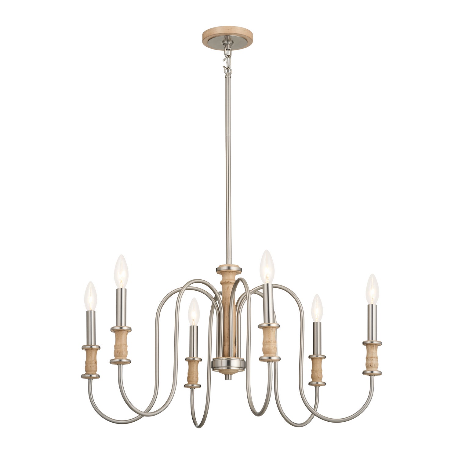 KICHLER 52470NI Karthe 28.5" 6 Light Chandelier Brushed Nickel