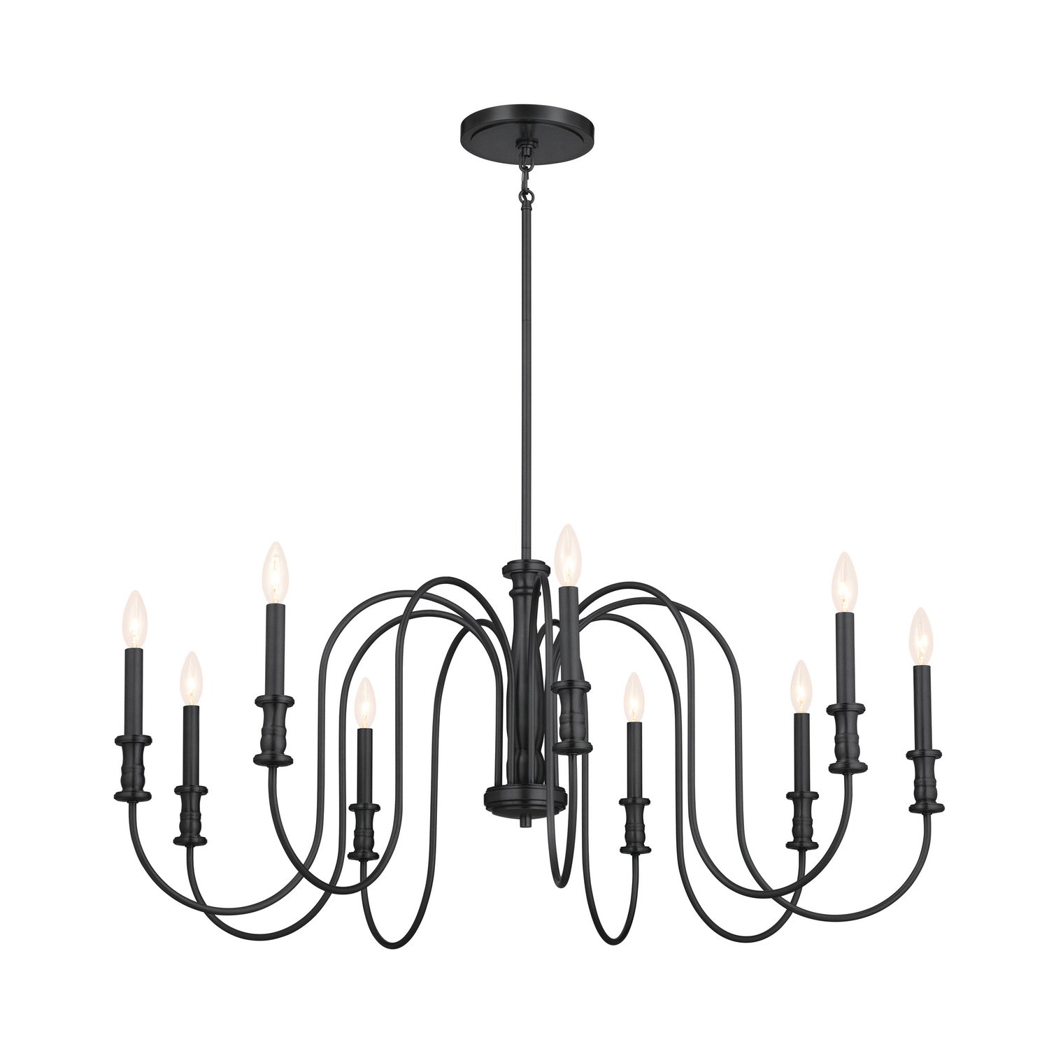 KICHLER 52471BK Karthe 42" 9 Light Chandelier Black