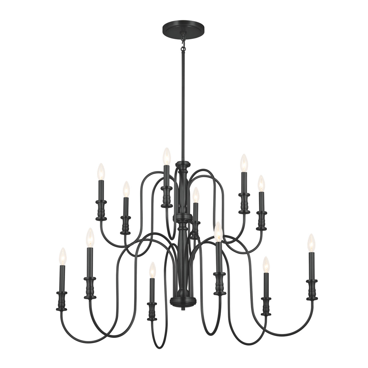 KICHLER 52472BK Karthe 42" 12 Light Chandelier Black