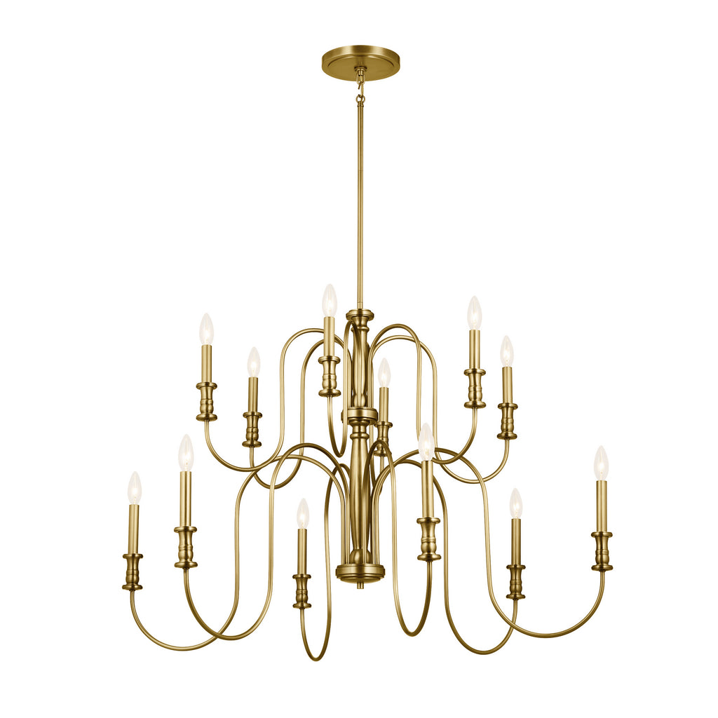 KICHLER 52472NBR Karthe 42" 12 Light Chandelier Natural Brass