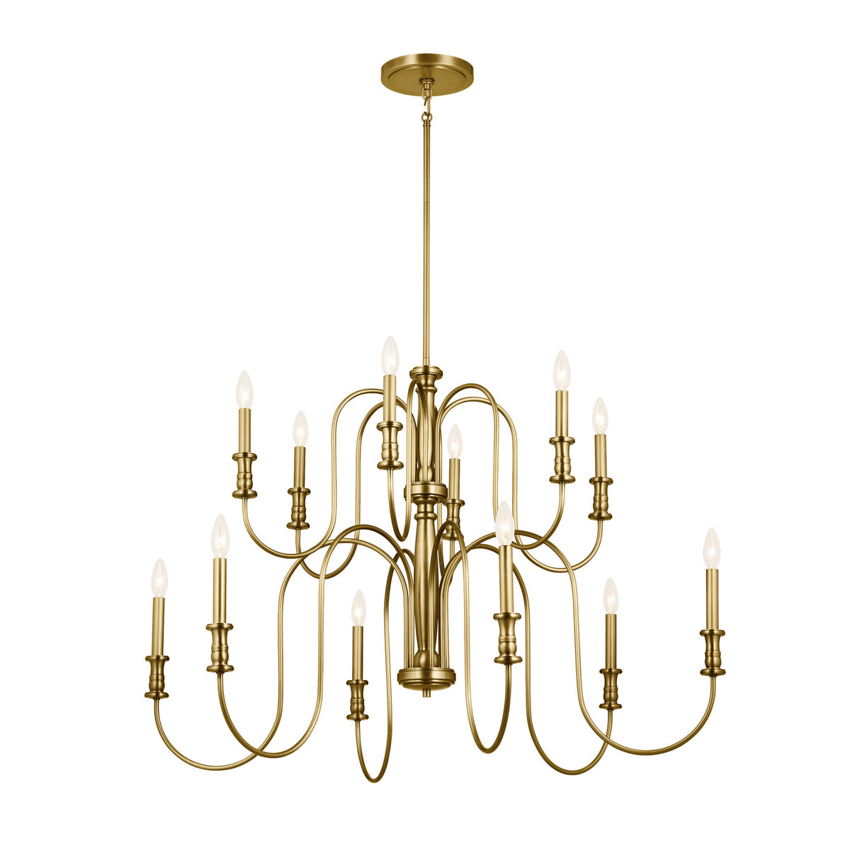 KICHLER 52472NBR Karthe 42" 12 Light Chandelier Natural Brass