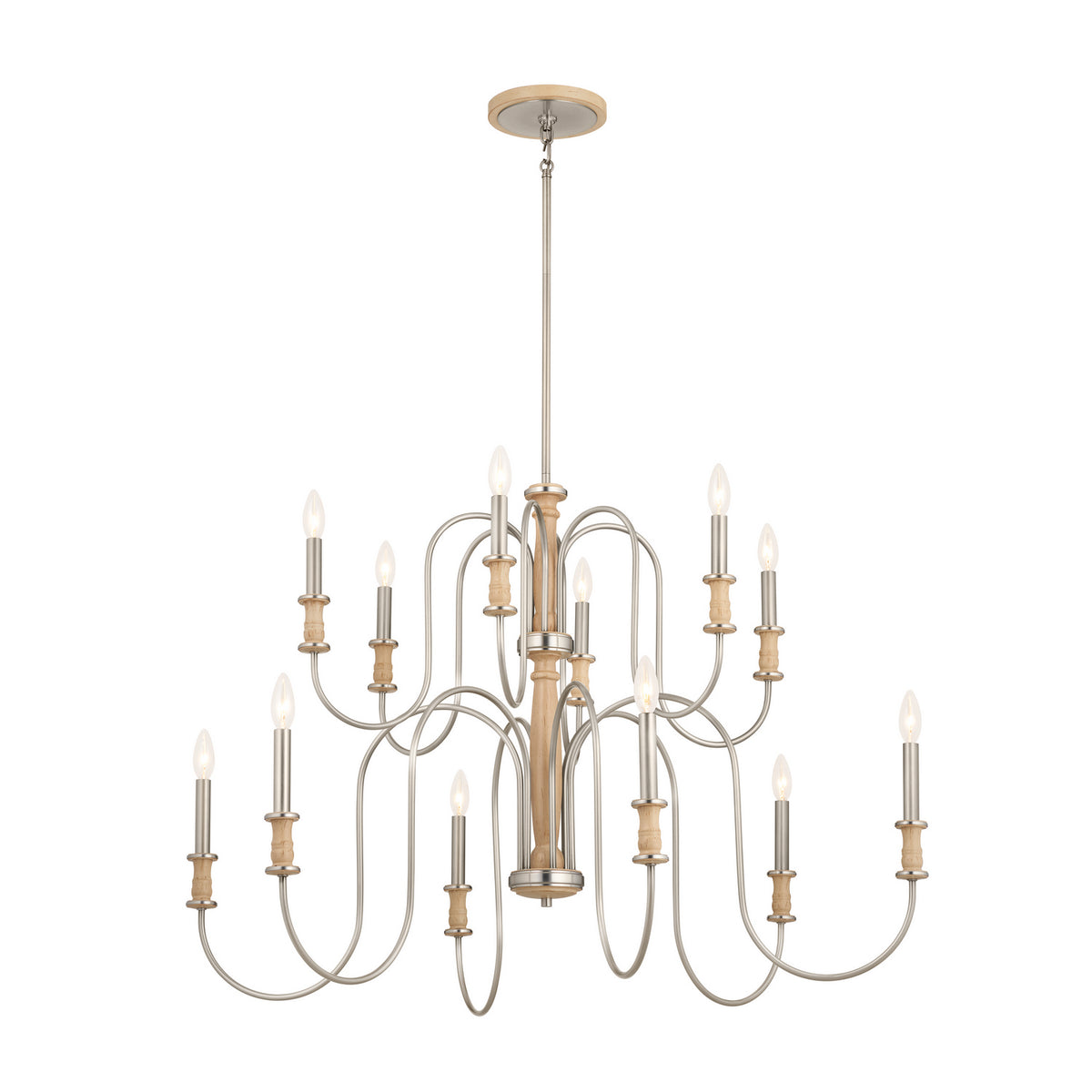 KICHLER 52472NI Karthe 42" 12 Light Chandelier Brushed Nickel