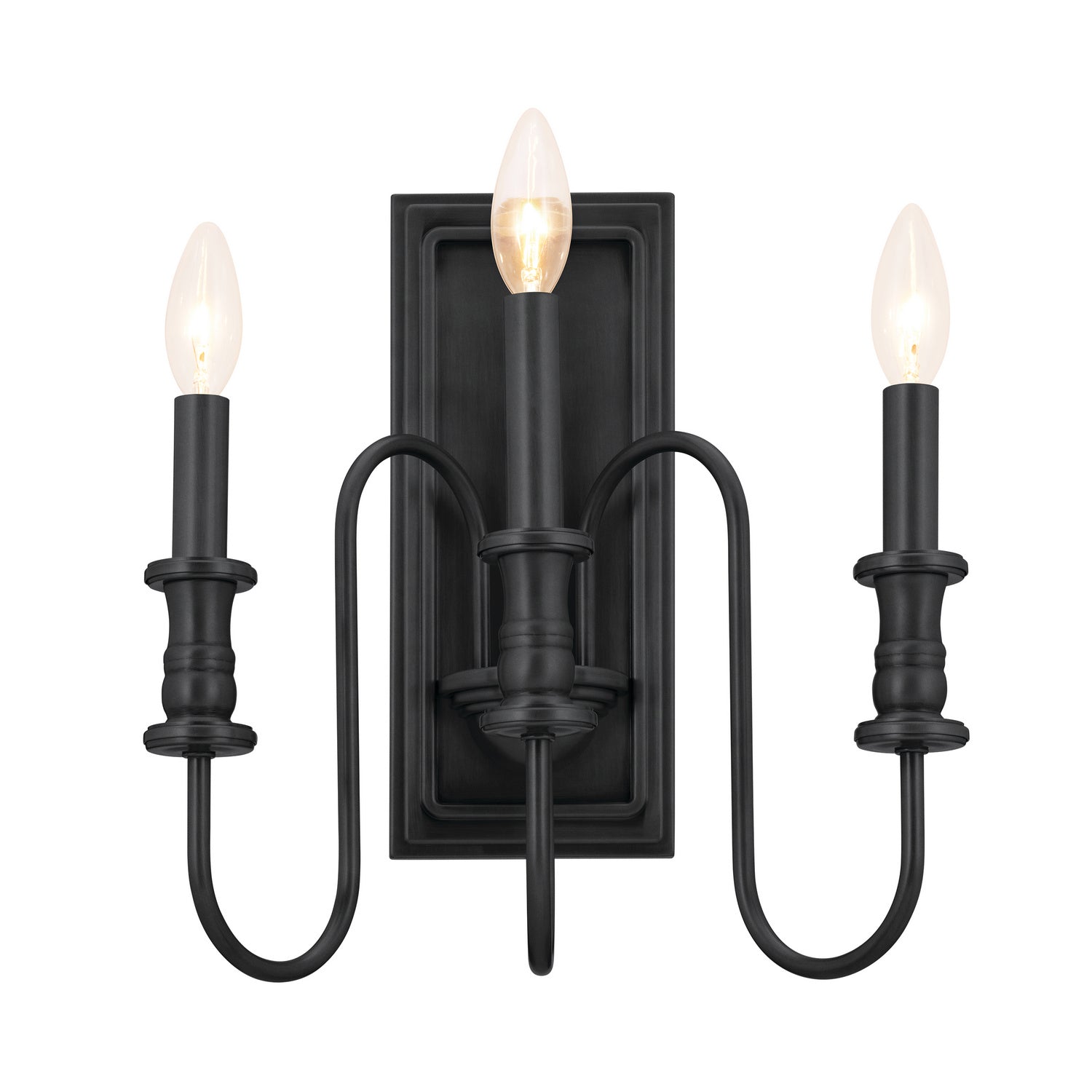 KICHLER 52473BK Karthe 14" 3 Light Wall Sconce Black