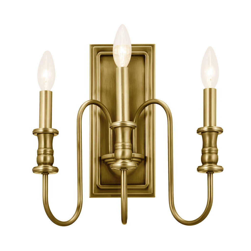 KICHLER 52473NBR Karthe 14" 3 Light Wall Sconce Natural Brass