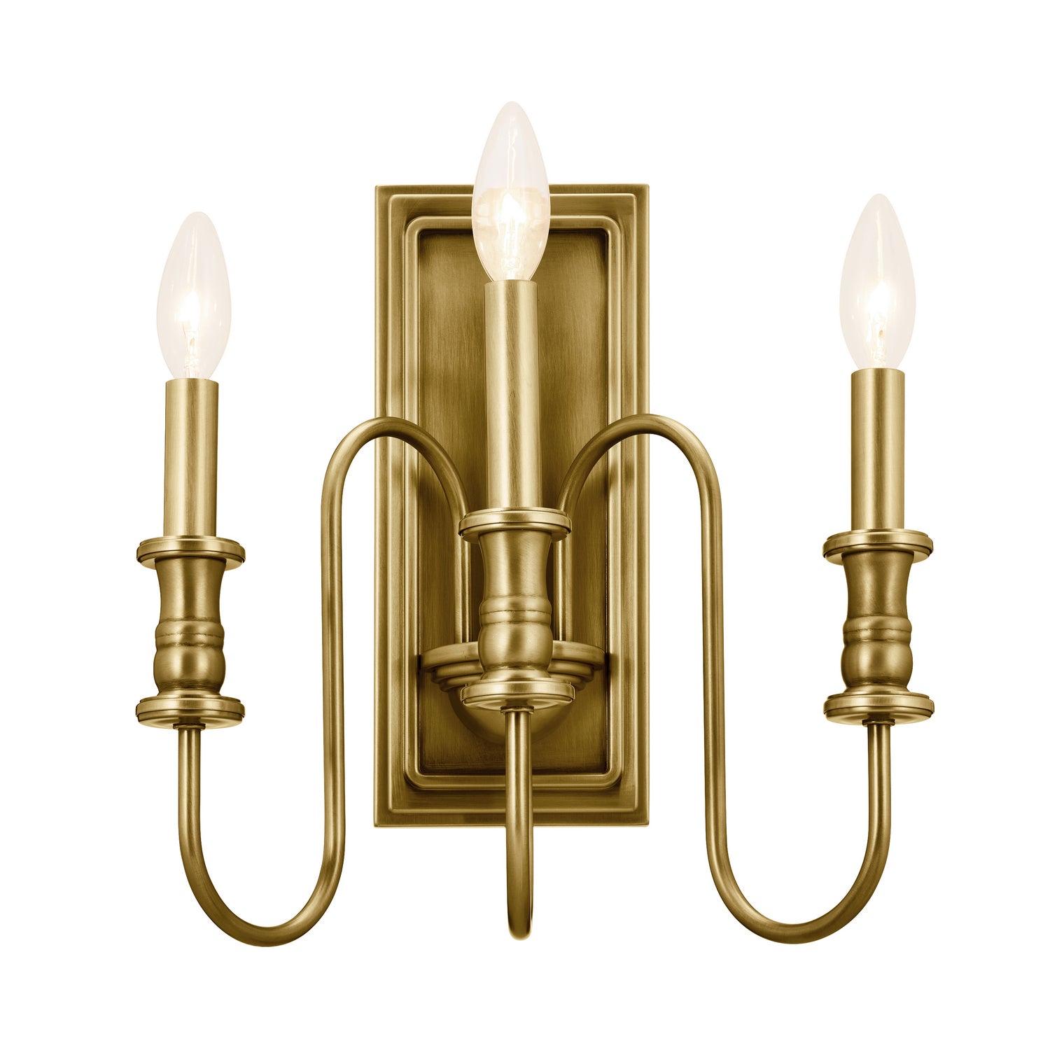 KICHLER 52473NBR Karthe 14" 3 Light Wall Sconce Natural Brass