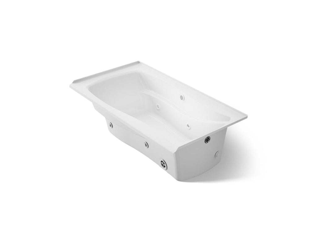 KOHLER K-1224-RW-0 Mariposa 66" X 35-7/8" Alcove Whirlpool Bath With Bask Heated Surface, Integral Flange, And Right-Hand Drain - White