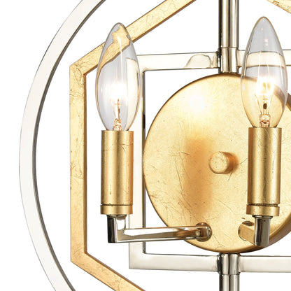 ELK SHOWROOM 12260/2 Geosphere 13'' High 2-Light Sconce - Polished Nickel