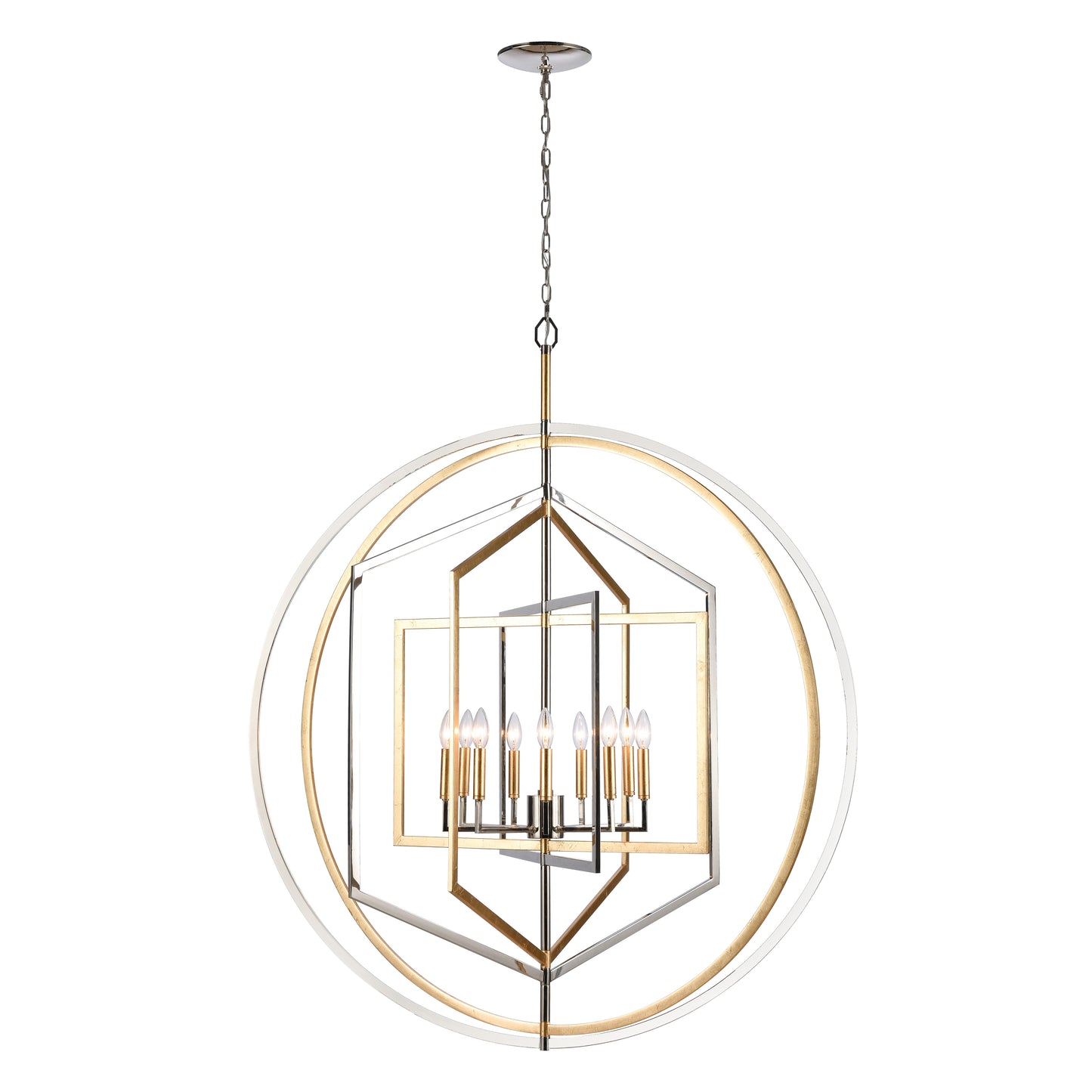 ELK SHOWROOM 12265/9 Geosphere 46'' Wide 9-Light Chandelier - Polished Nickel