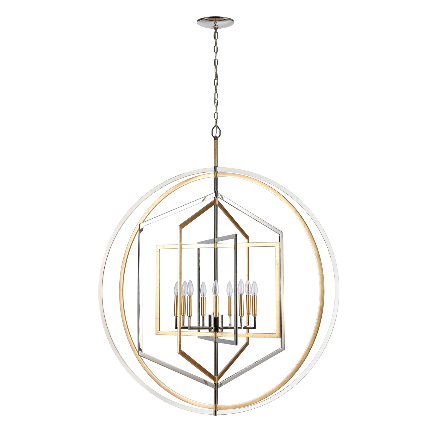 ELK SHOWROOM 12265/9 Geosphere 46'' Wide 9-Light Chandelier - Polished Nickel