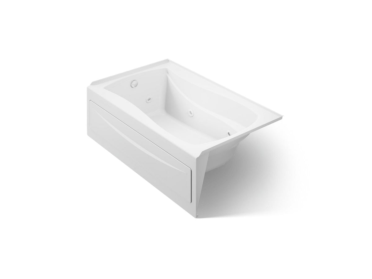 KOHLER K-1239-HL-0 Mariposa 60" X 36" Alcove Heated Whirlpool, Left Drain - White