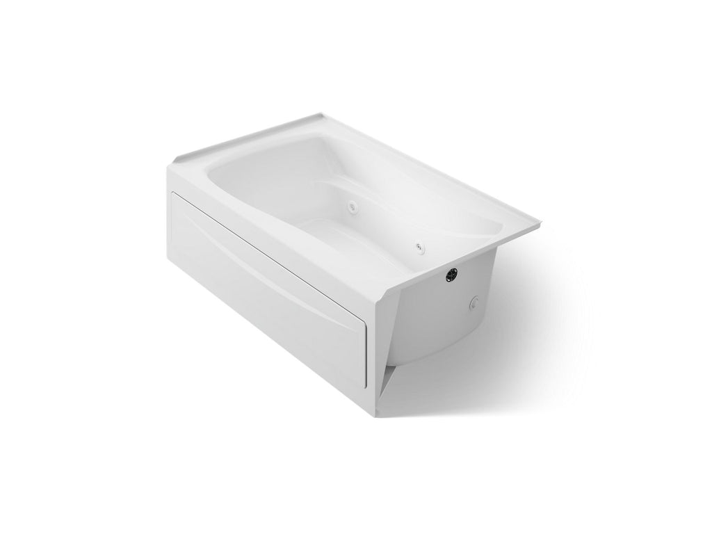 KOHLER K-1239-HR-0 Mariposa 60" X 36" Alcove Heated Whirlpool, Right Drain - White