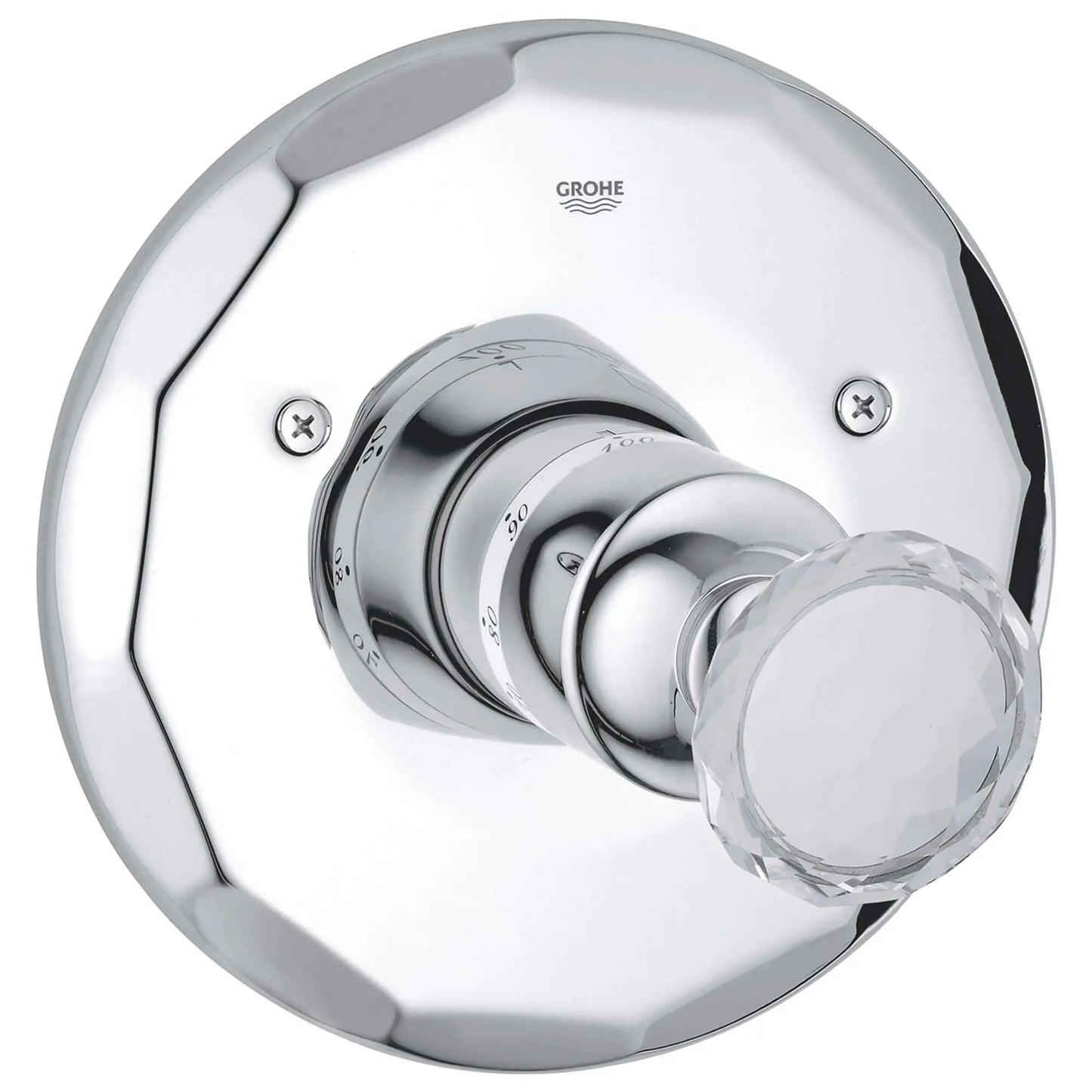 GROHE 19265VP0 Kensington Central Thermostatic Valve Trim - Chrome Swarowski Crystal
