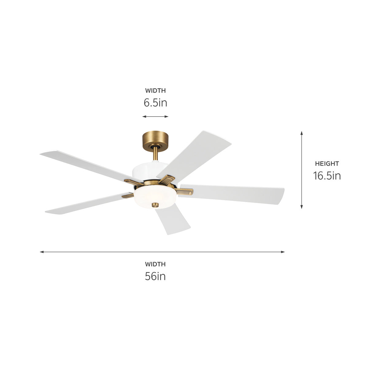 KICHLER 300395WH Icon 56 Inch Icon Fan - Brushed Natural Brass