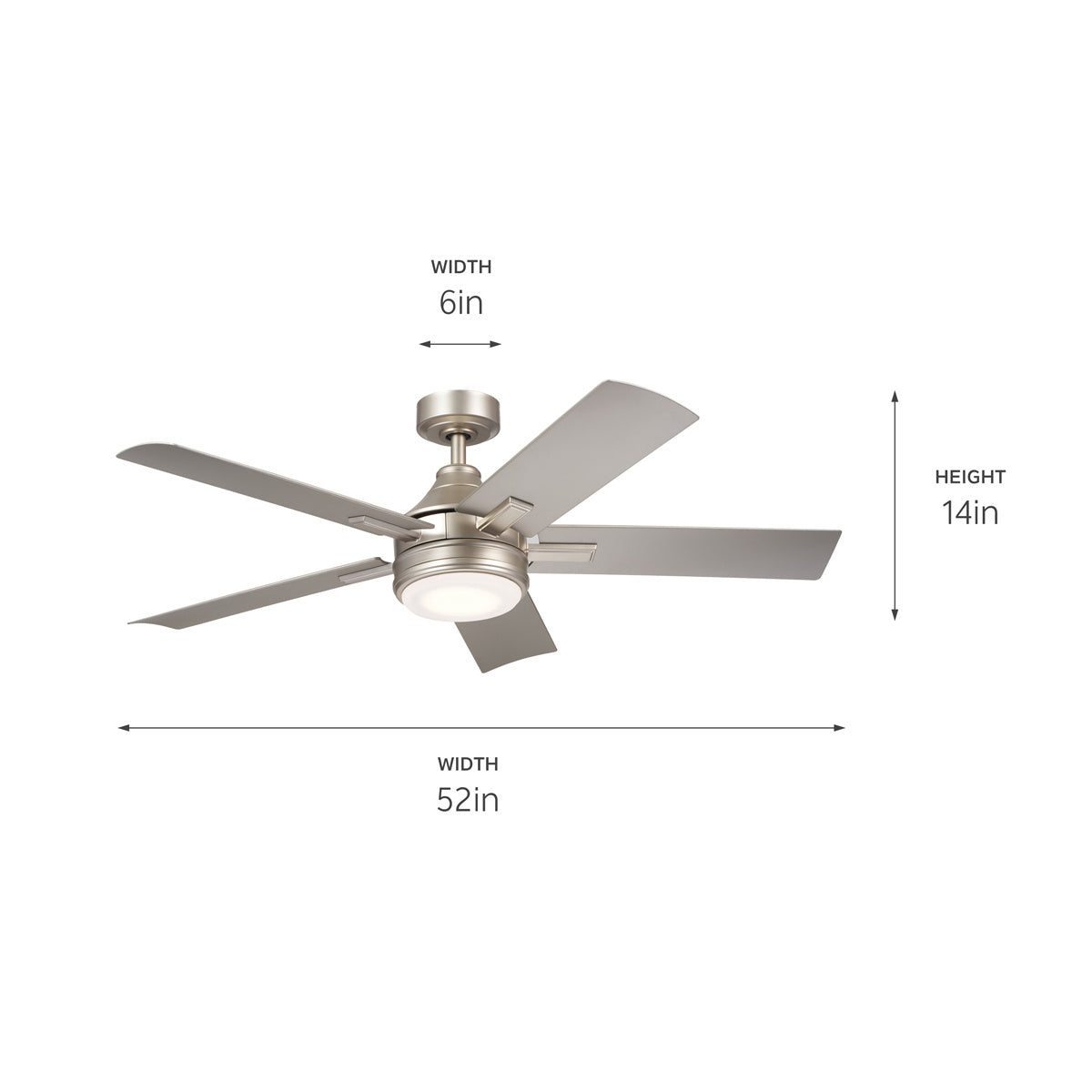 KICHLER 310075NI Tide 52 Inch Tide Fan - Brushed Nickel