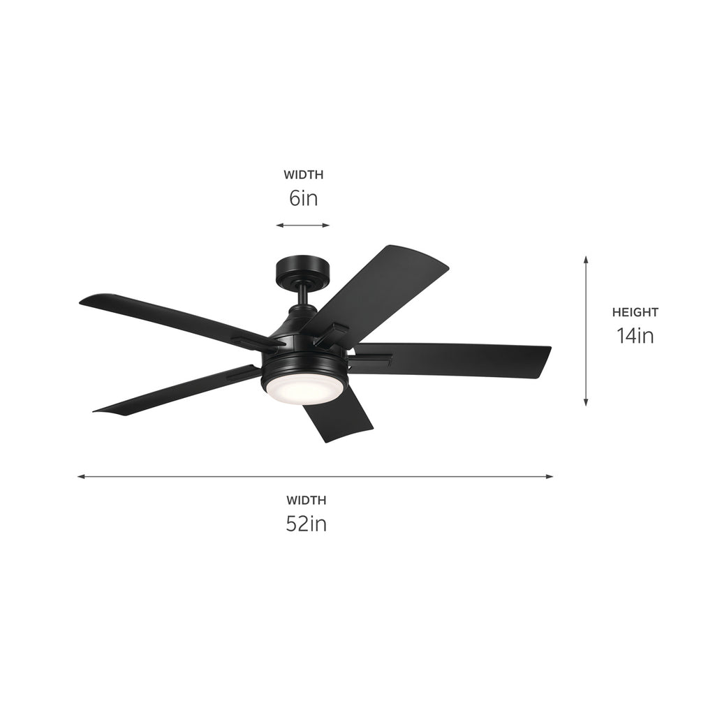 KICHLER 310075SBK Tide 52 Inch Tide Fan - Satin Black