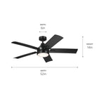 KICHLER 310075SBK Tide 52 Inch Tide Fan - Satin Black