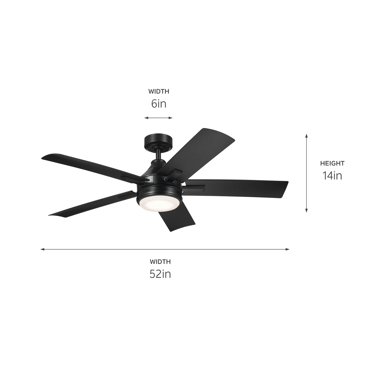 KICHLER 310075SBK Tide 52 Inch Tide Fan - Satin Black