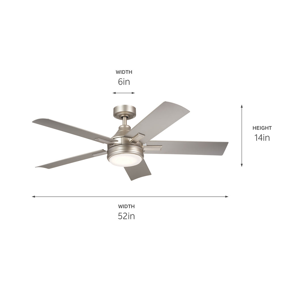 KICHLER 310126NI Tide 52 Inch Tide Weather+ Fan - Brushed Nickel