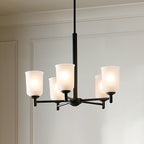 KICHLER 43671BK Shailene 18.25" 5 Light Chandelier With Satin Etched Glass In Brushed Nickel