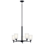 KICHLER 43671BK Shailene 18.25" 5 Light Chandelier With Satin Etched Glass In Brushed Nickel