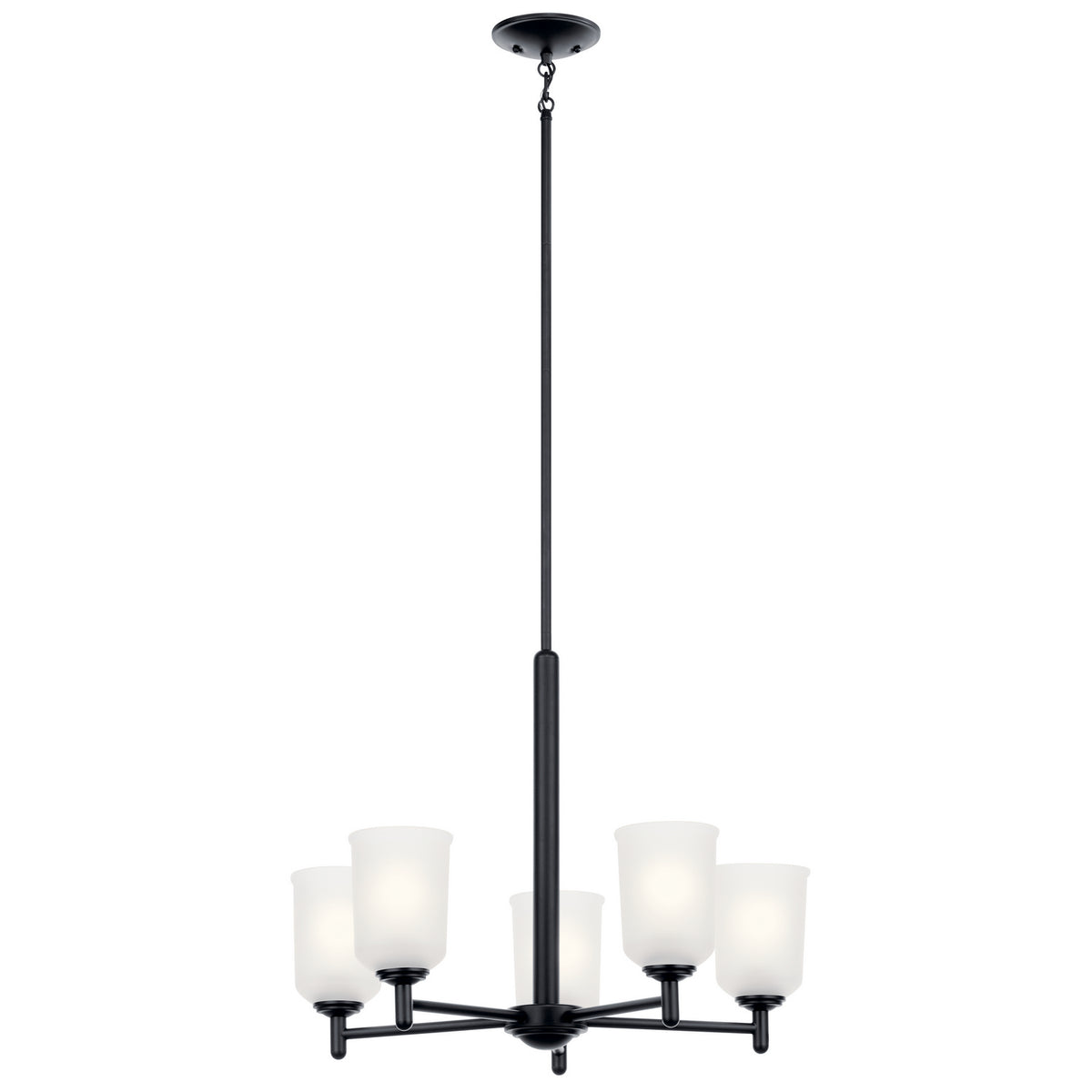 KICHLER 43671BK Shailene 18.25" 5 Light Chandelier With Satin Etched Glass In Brushed Nickel