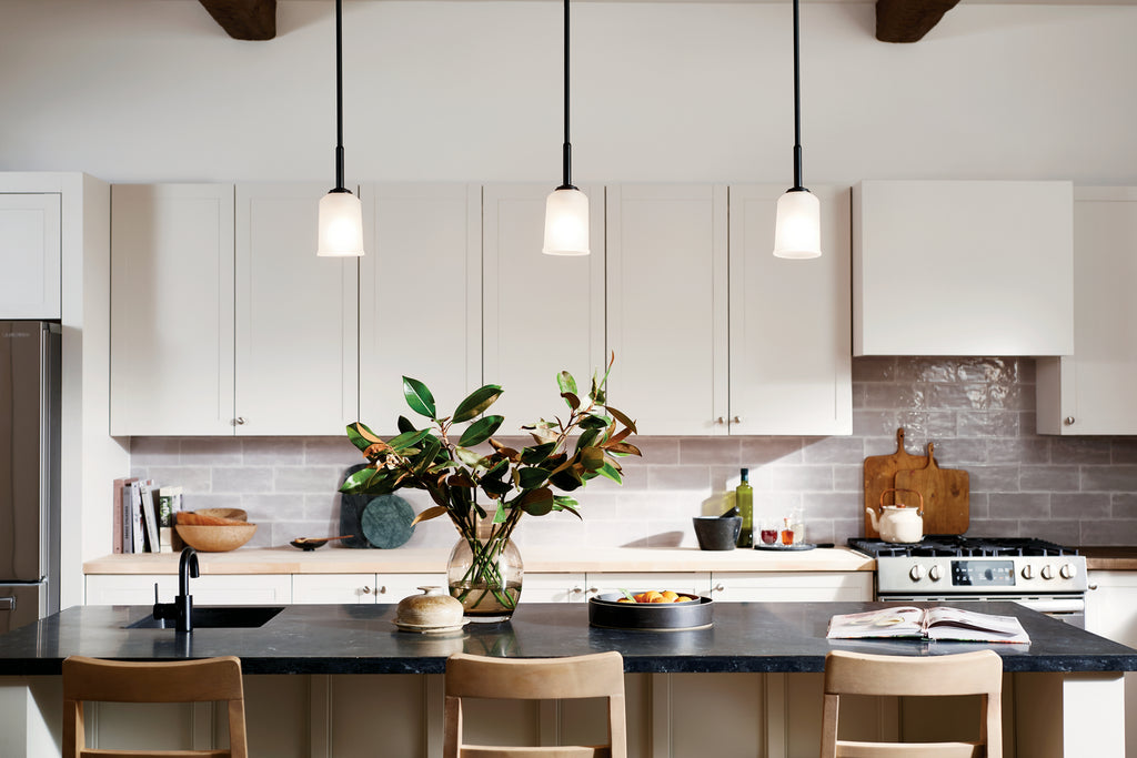 KICHLER 43674BK Shailene 11" 1 Light Mini Pendant With Satin Etched Glass In Brushed Nickel