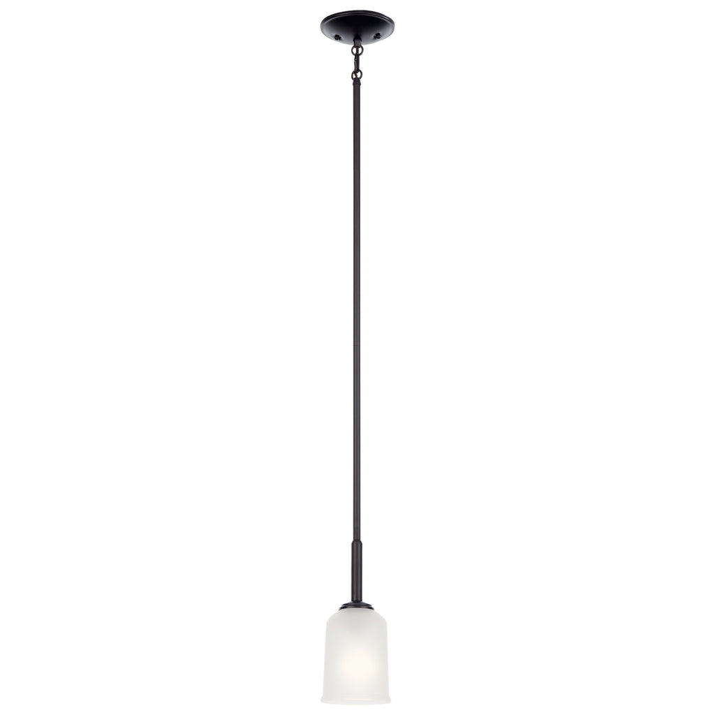 KICHLER 43674BK Shailene 11" 1 Light Mini Pendant With Satin Etched Glass In Brushed Nickel
