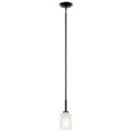 KICHLER 43674BK Shailene 11" 1 Light Mini Pendant With Satin Etched Glass In Brushed Nickel