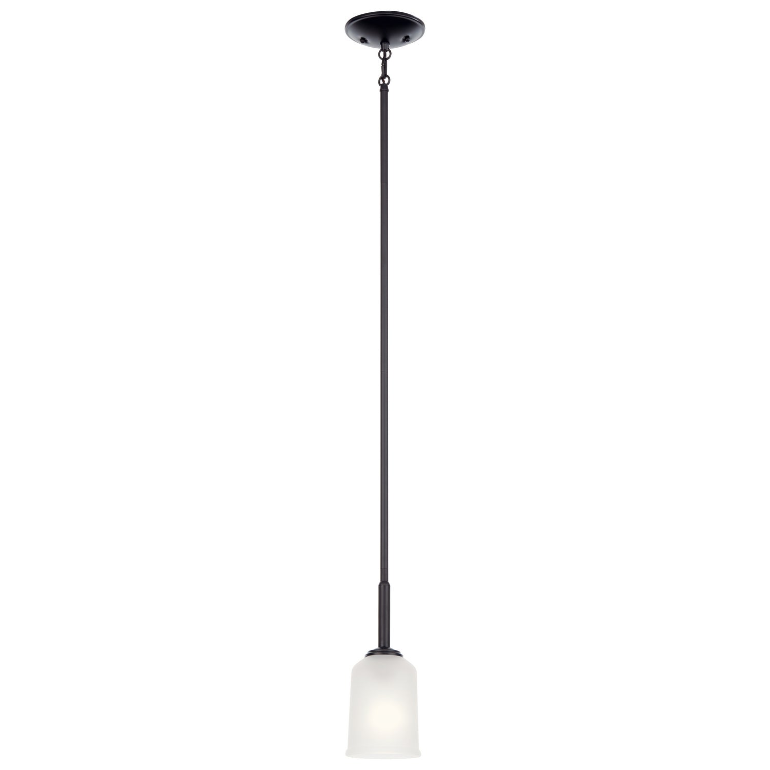 KICHLER 43674BK Shailene 11" 1 Light Mini Pendant With Satin Etched Glass In Brushed Nickel