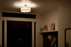 KICHLER 43675BK Shailene 14" 3 Light Round Semi Flush With Satin Etched White Diffuser And White Microfiber Shade In Brushed Nickel