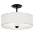 KICHLER 43675BK Shailene 14" 3 Light Round Semi Flush With Satin Etched White Diffuser And White Microfiber Shade In Brushed Nickel