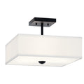 KICHLER 43691BK Shailene 14" 3 Light Square Semi Flush With Satin Etched White Diffuser And White Microfiber Shade In Brushed Nickel