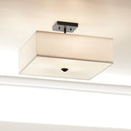 KICHLER 43693BK Shailene 18" 3 Light Square Semi Flush With Satin Etched White Diffuser And White Microfiber Shade In Brushed Nickel