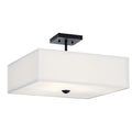 KICHLER 43693BK Shailene 18" 3 Light Square Semi Flush With Satin Etched White Diffuser And White Microfiber Shade In Brushed Nickel