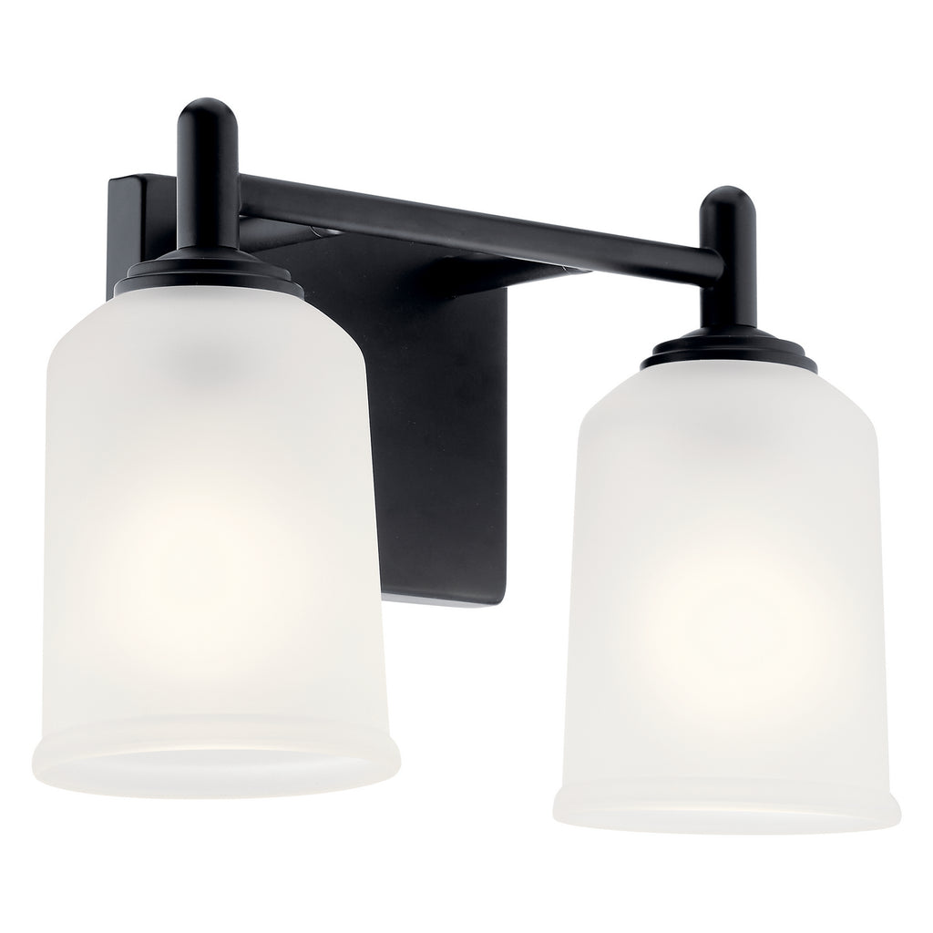 KICHLER 45573BK Shailene 12.5" 2 Light Vanity Light With Satin Etched Glass In Brushed Nickel