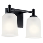 KICHLER 45573BK Shailene 12.5" 2 Light Vanity Light With Satin Etched Glass In Brushed Nickel