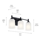 KICHLER 45574BK Shailene 21" 3 Light Vanity Light With Satin Etched Glass In Olde Bronze