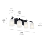 KICHLER 45575BK Shailene 29.5" 4 Light Vanity Light With Satin Etched Glass In Brushed Nickel