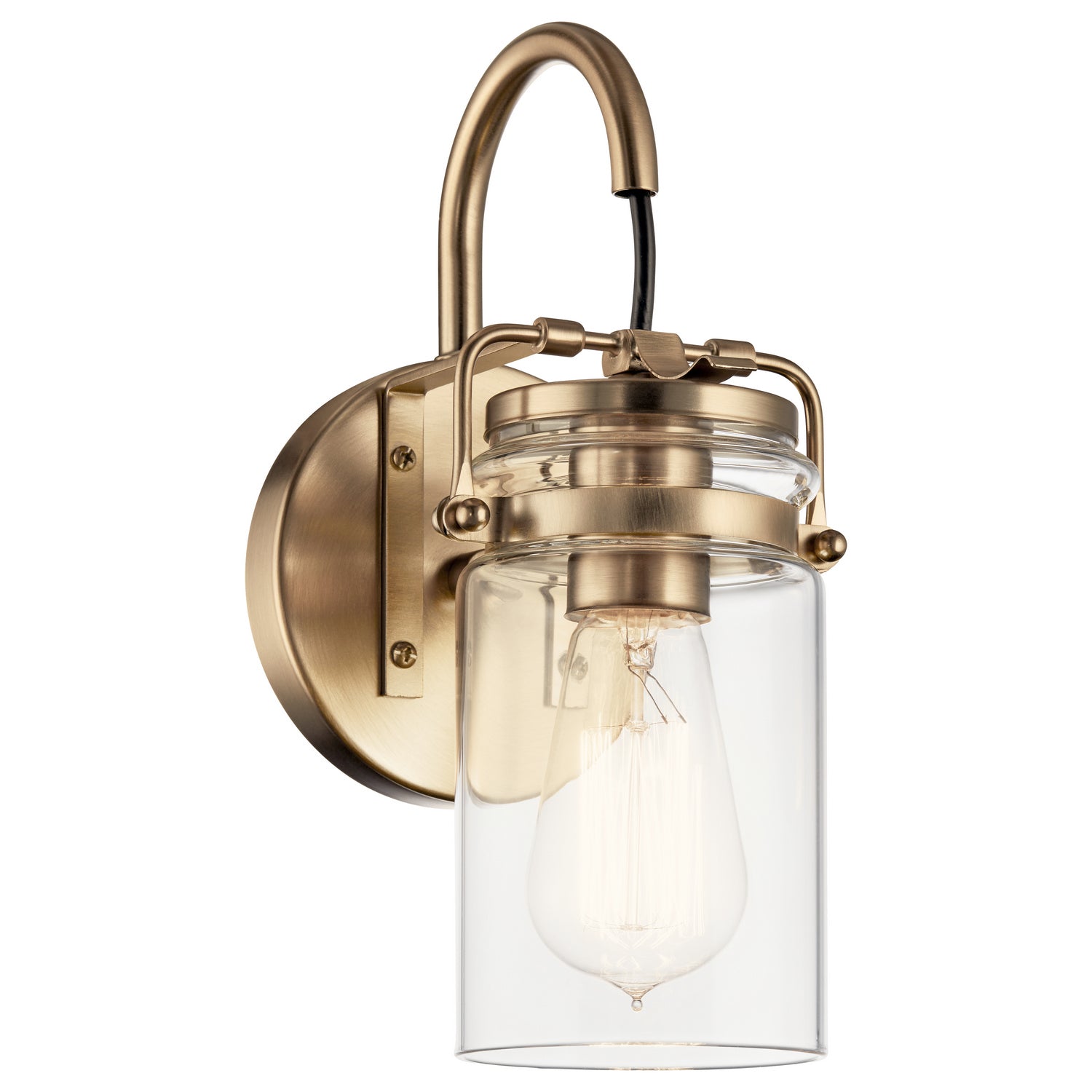 KICHLER 45576CPZ Brinley 11.5" 1 Light Wall Sconce With Clear Glass Champagne Bronze