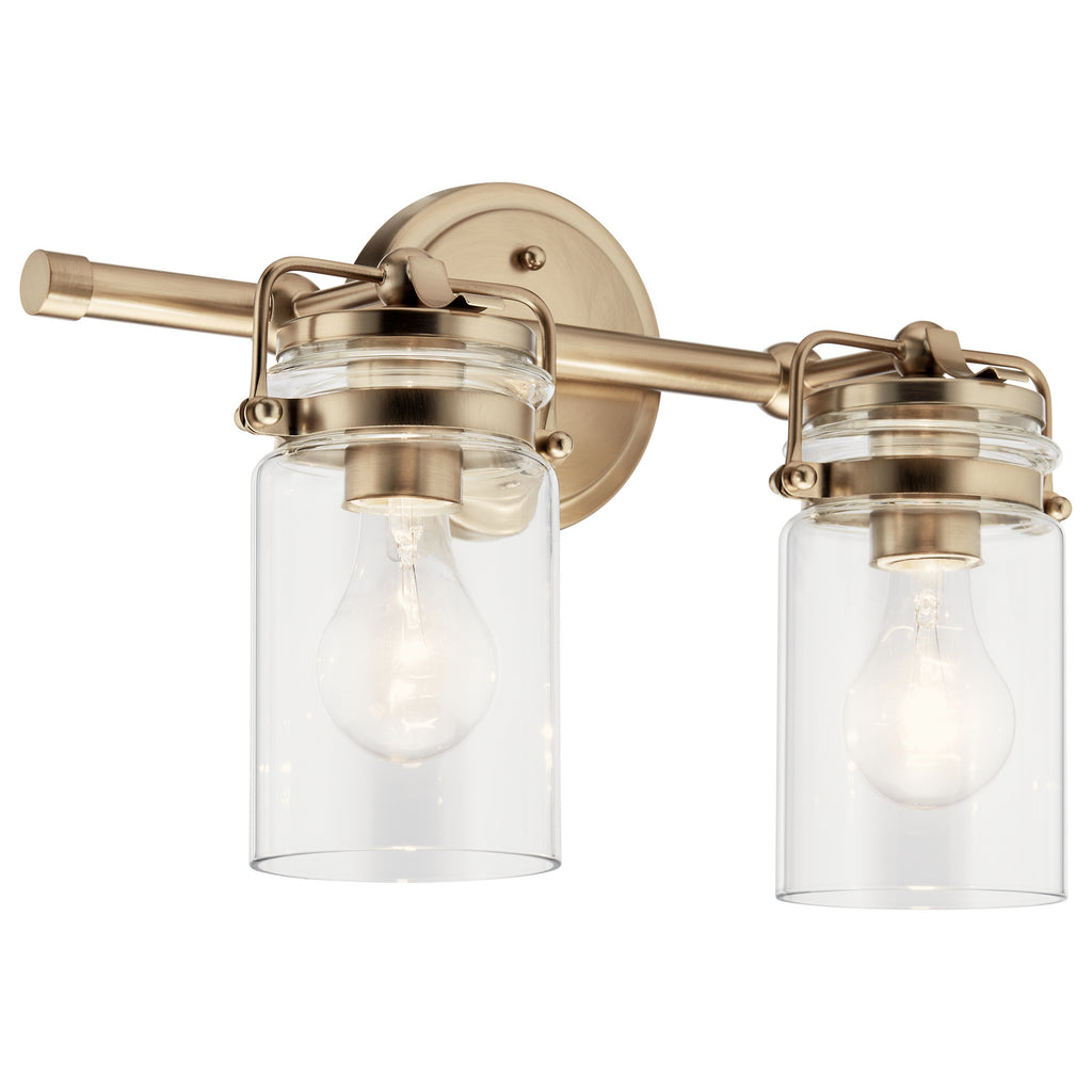 KICHLER 45688CPZ Brinley 15.75" 2 Light Vanity Light With Clear Glass In Champagne Bronze